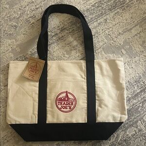 Trader Joe's Canvas Tote Bag in Cream and Navy